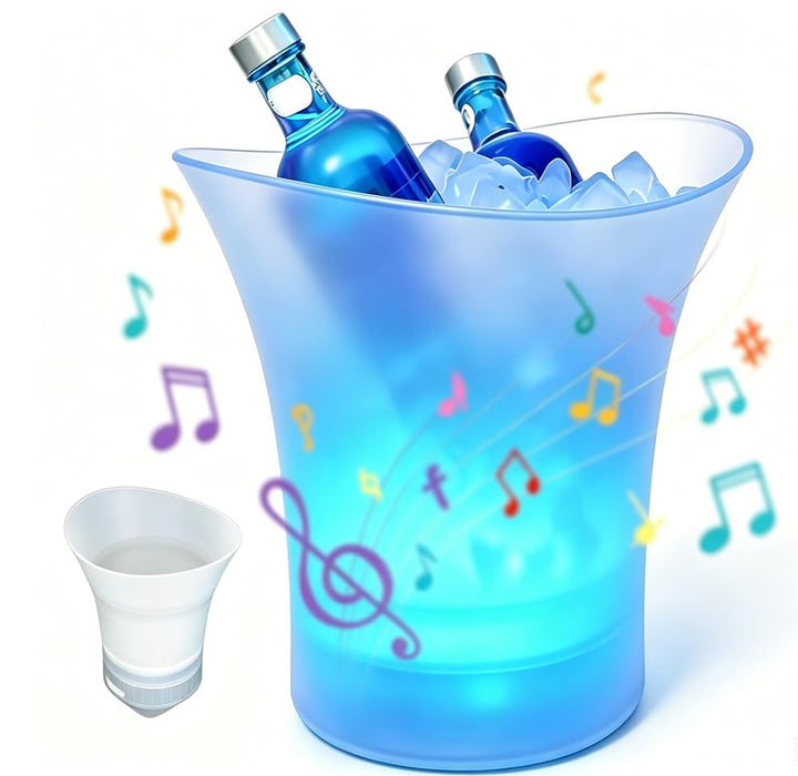 RANJIMA LED Eiskübel 5L mit Bluetooth Lautsprecher, LED Sektkübel mit Farbwechsel RGB, Multicolor Ei