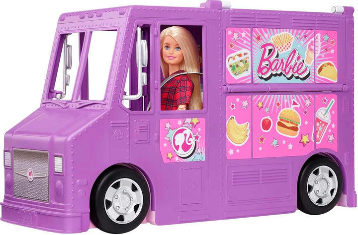 Barbie Fresh 'n' Fun Food Truck, lila Barbie Food Truck mit 30+ Barbie Zubehörteilen, ohne Barbie Pu