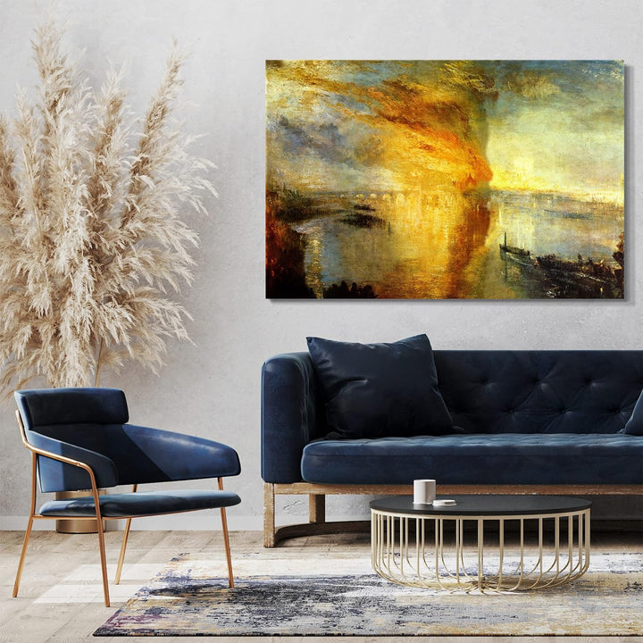 Leinwand (100x70cm): William Turner - The fire at The Parliament Building 100x70 cm, 100x70 cm