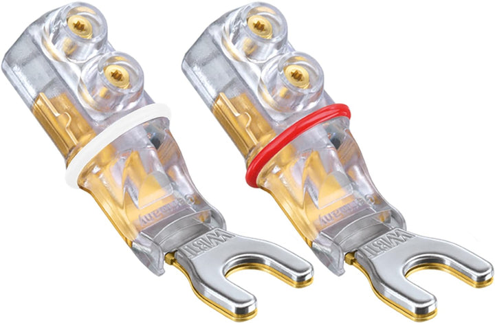 WBT-0661 CU Kabelschuhe Lautsprecher Anschluss, reines Kupfer Version, 6 mm Gabel Grösse. 4 Stück (2