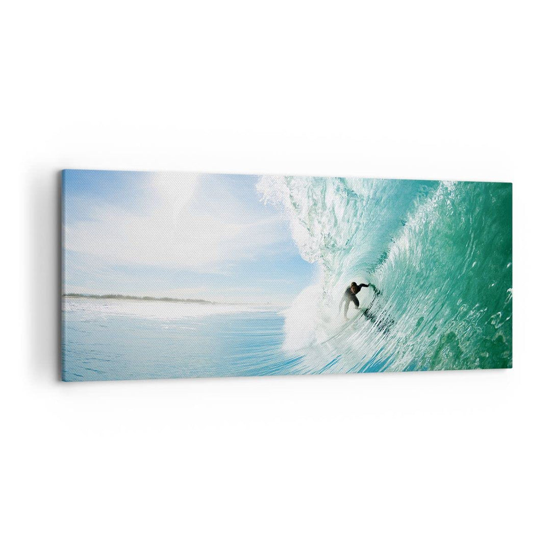 Wandbilder Dekoration Wohnzimmer Abenteuer surfer welle ozean Panorama Bilder auf Leinwand 120x50cm
