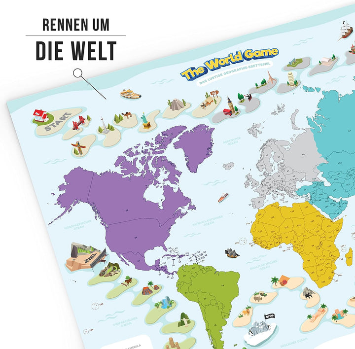 The World Game - Lustiges Geographie Brettspiel - Welt Lernspiel für Kinder &amp; Erwachsene - Coole Ges
