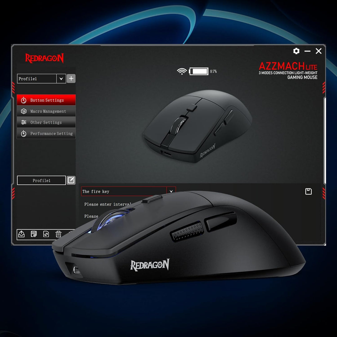 Redragon M618 LIT kabellose Gaming-Maus, optische ergonomische Maus mit 10.000 DPI und 6 programmier