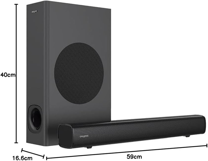 CREATIVE Stage 2.1 Kanal Soundbar mit Subwoofer für TV, Computer und Ultrawidebildschirme, Bluetooth