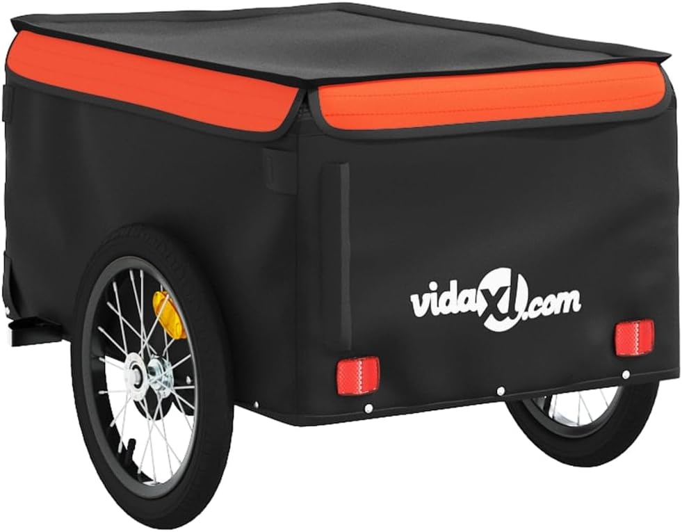 vidaXL Lastenanhänger Fahrrad Fahrradanhänger orange 62.5 x 124 x 52 cm, orange 62.5 x 124 x 52 cm