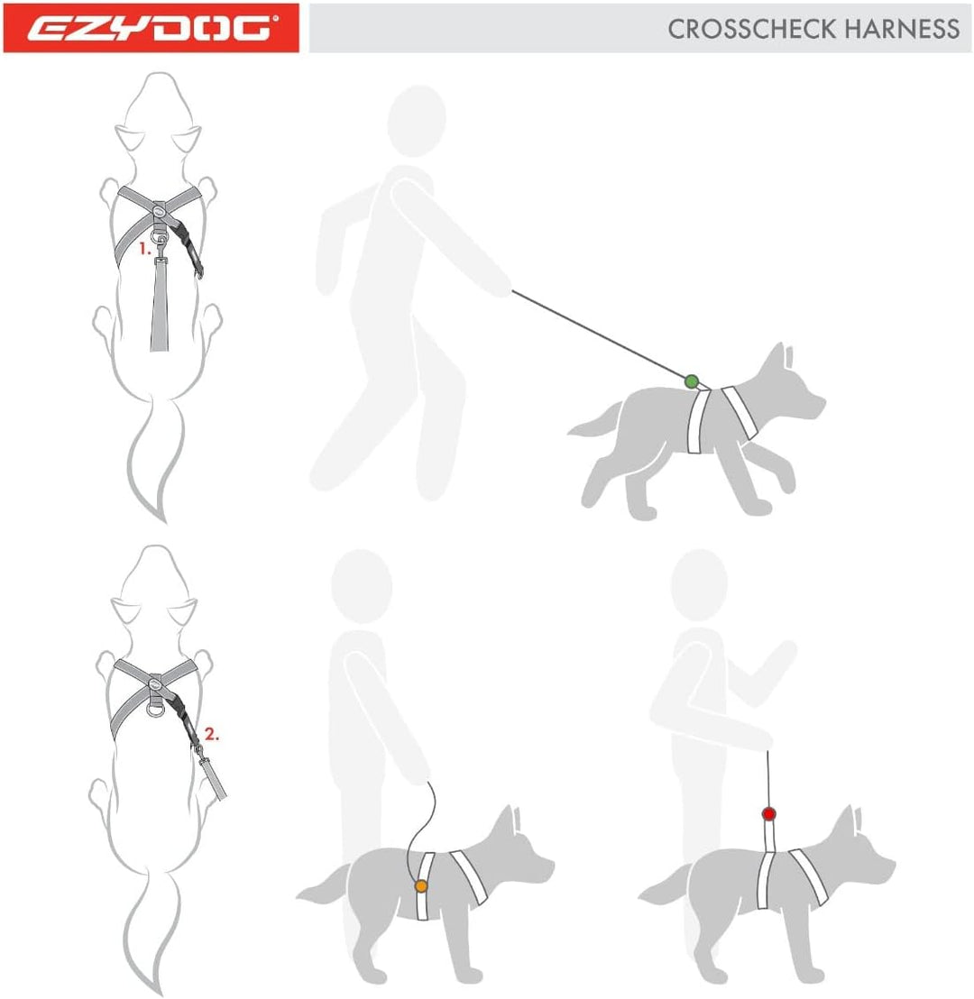EzyDog Anti Zieh Geschirr Hund - Crosscheck Hundegeschirr für Kleine, Mittelgrosse und Grosse Hunde,