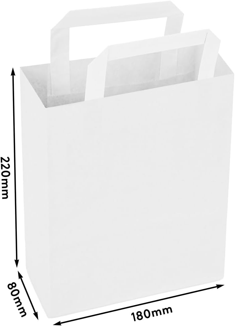 verpacking Papiertragetaschen 22 x 18 x 8 cm Weiss [Grösse und Farbe wählbar] Geschenktüten Einkaufs