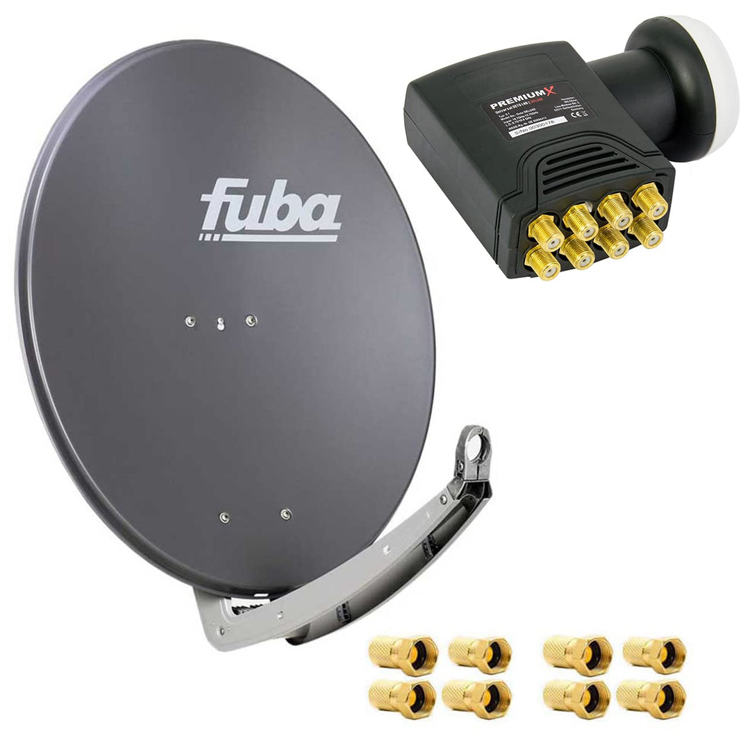 Fuba DAA 780 A Satellitenantenne Aluminium in Anthrazit HDTV 3D 4K Premium X Deluxe Octo LNB Sat, 78
