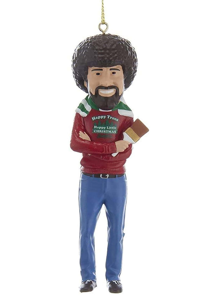 Kurt Adler Bob Ross "Happy Little Christmas" Figural Ornament Multi-color, Gold