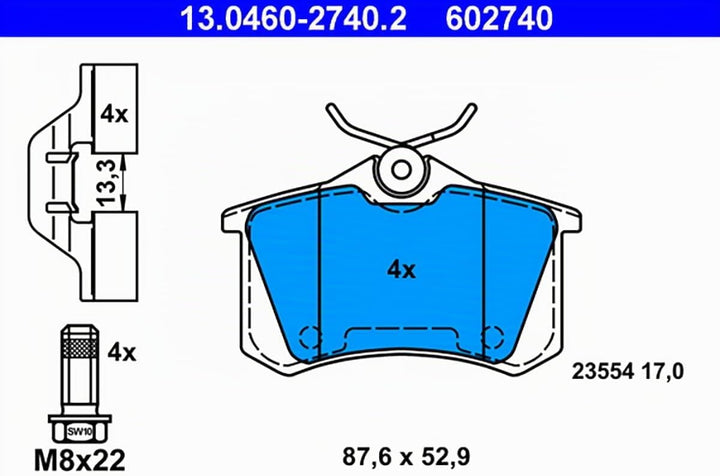 ATE Original Bremsbeläge - Belagsatz - für Scheibenbremse - 13.0460-2740.2 - ECE-R90 Strassenzulassu