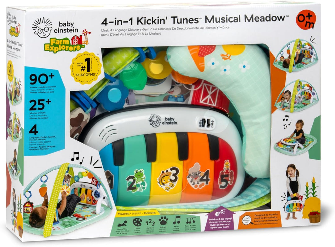 Baby Einstein Farm Explorers 4-in-1 Kickin' Tunes Musical Meadow Musik- & Sprachentdeckungs-Spielbog