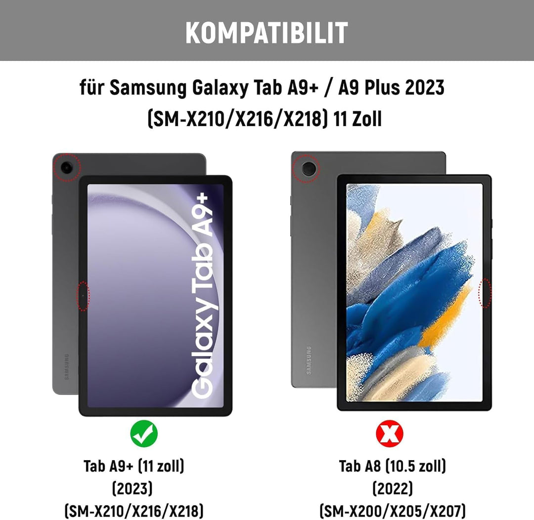 Samsung Galaxy Tab A9 Plus 11 Zoll 2023 Hülle Tastatur, Galaxy Tab A9 Plus Hülle mit QWERTZ Deutsche