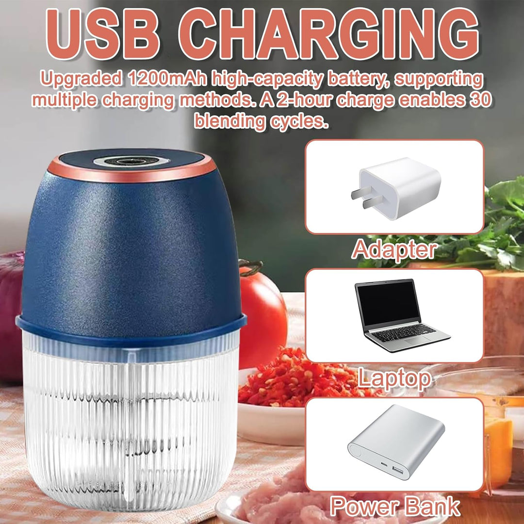 Elektrischer Küchenzerkleinerer, 350ML Zwiebelzerkleinerer Elektrisch, Tragbarer Mini-Zerkleinerer,Z