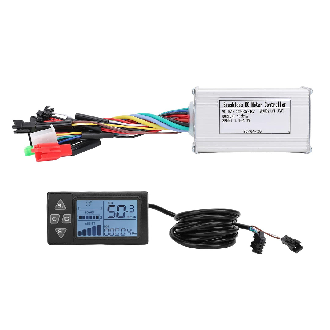 BuyWeek Elektrofahrrad Brushless Motor Controller Kit, 36V 48V 250W 350W 17A 3 Modus Sinuswellen Mot