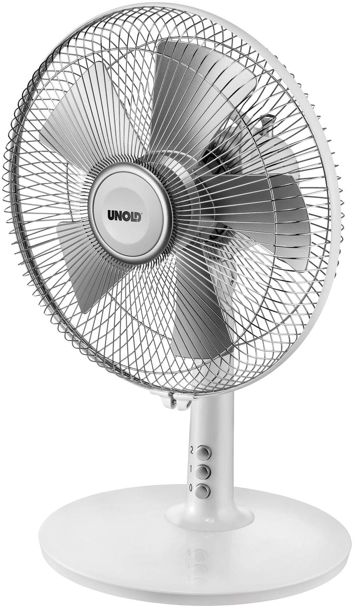 Unold 86810 Tischventilator Silverline White - Weiss, 2-Stufige Geschwindkeitsregelung per Tastendru