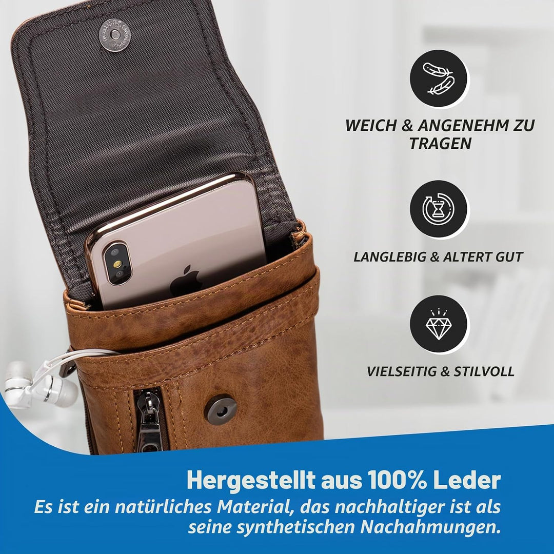 Hengwin Leder Bauchtasche Herren, Telefon Hülle für iPhone 14 Pro Max 14 Plus 13Pro max Gürtelhalter