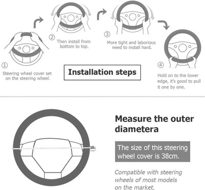 coofig Lenkradbezug Glitzer Universal Lenkradhülle Leder mit 2 Stück Gurtpolster,Schaltknauf-Schutz,