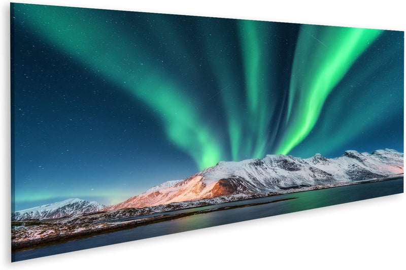 islandburner Bild auf Leinwand Aurora Borealis Lofoten Inseln Norwegen Bilder Wandbilder Poster Lein