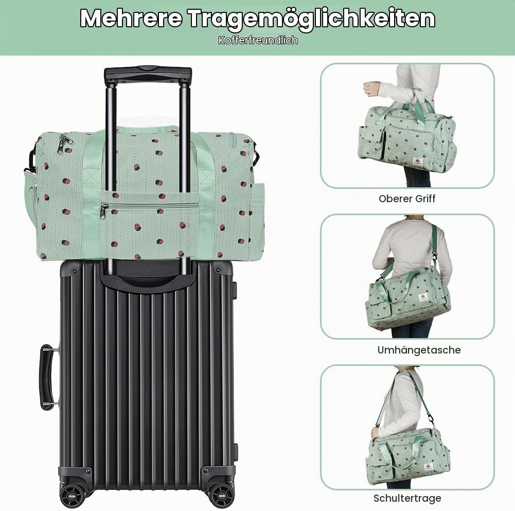 Sporttasche Damen, Sporttasche Kinder, Faltbare Reisetasche Weekender mit Schuhfach und Nassfach, Re