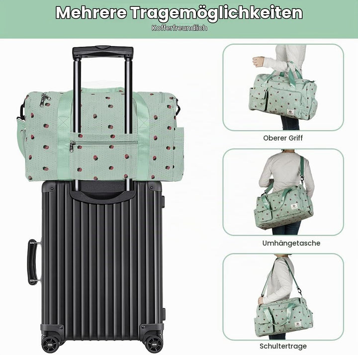 Sporttasche Damen, Sporttasche Kinder, Faltbare Reisetasche Weekender mit Schuhfach und Nassfach, Re