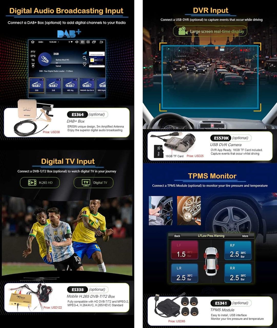 Erisin 8.4 Zoll 8-Kern 4GB+64GB Android 14 Autoradio Bluetooth GPS Navigation für Porsche Cayenne Ka