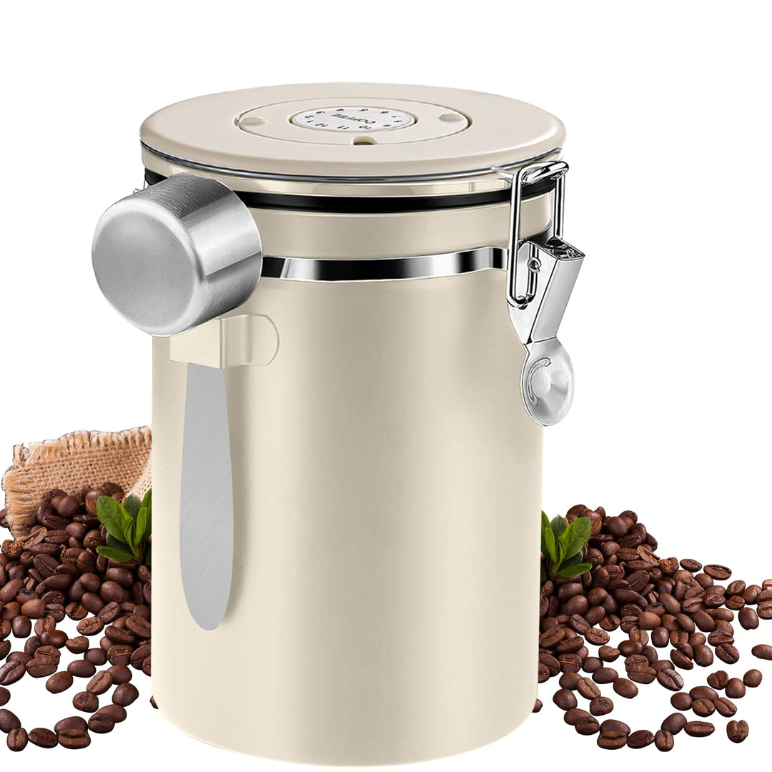 LEKEFET 1,8L Kaffeedose Luftdicht aus Edelstahl Kaffeedosen Kaffeebehälter Aromadicht mit Löffel Kaf