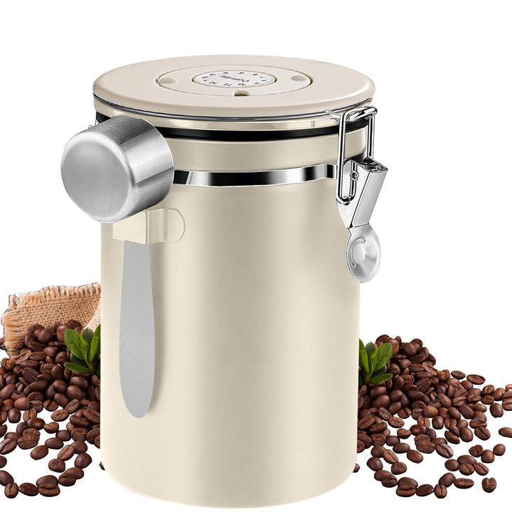 LEKEFET 1,8L Kaffeedose Luftdicht aus Edelstahl Kaffeedosen Kaffeebehälter Aromadicht mit Löffel Kaf