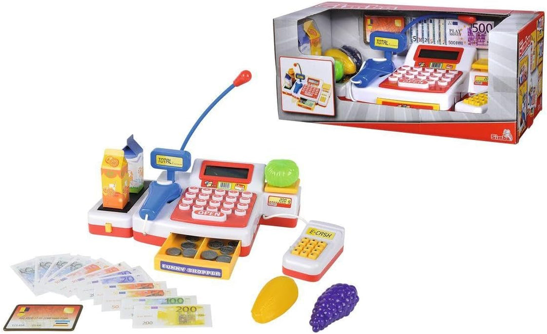 Simba 104525700 - Supermarktkasse mit Scanner Kinderspiel, Bunt, Supermarktkasse