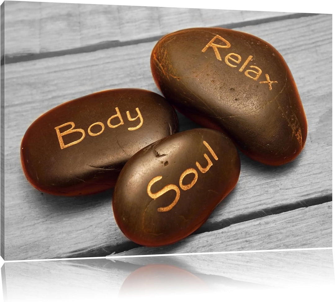 Relax Body Soul schwarz/weiss Format: 100x70 auf Leinwand, XXL riesige Bilder fertig gerahmt mit Kei