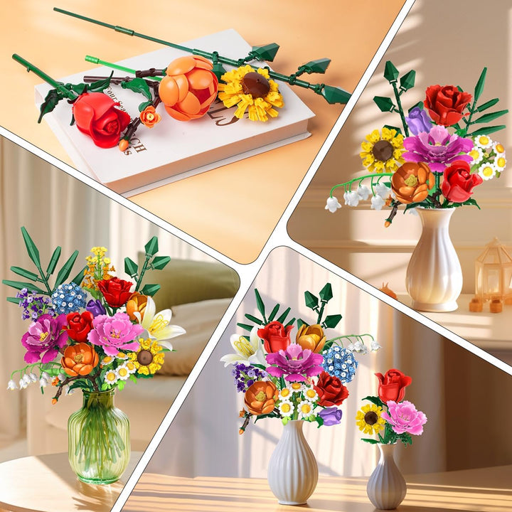 Blumenstrauss-Bausatz – 1000 Teiles Blumenstrauss-Set, Botanische Geschenk zum Valentinstag für Sie