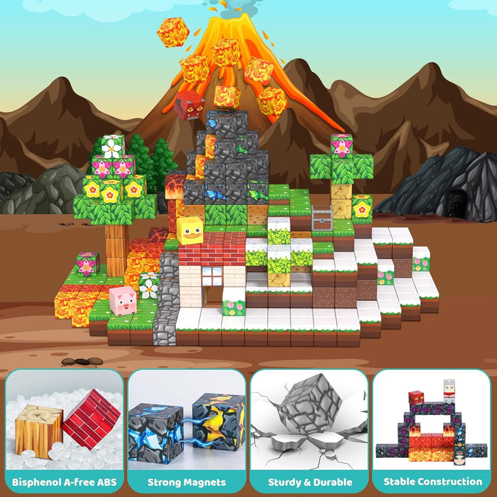 ACELIFE Magnetische Bausteine 200 Stück, Magnetspielzeug Kreatives STEM Magnetic Building Blocks Spi