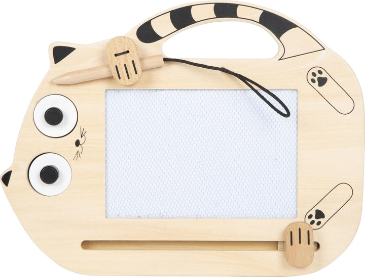 small foot Magnetische Zaubertafel „Katze“ aus Holz, Zeichenboard mit Stift und Stempeln, tragbare T
