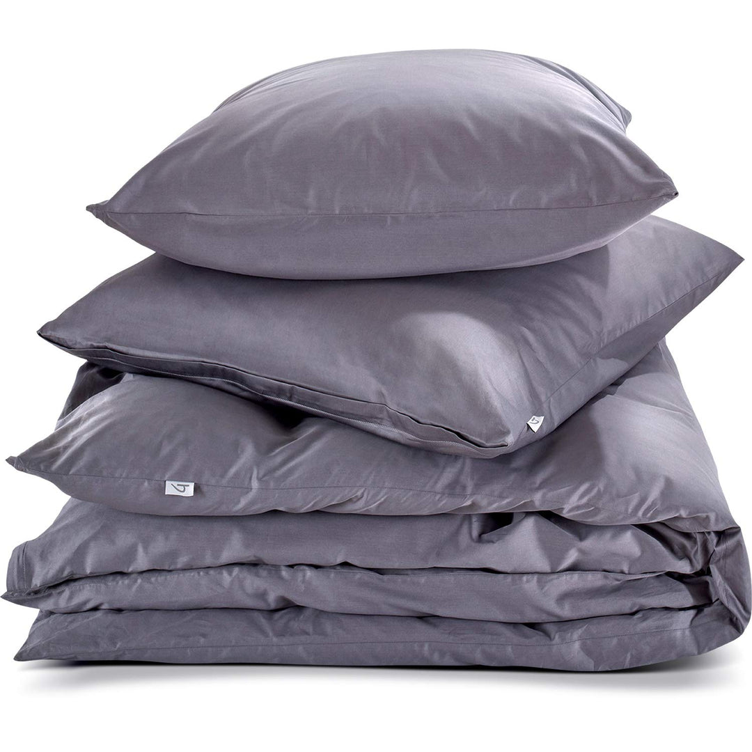 herzbach home Premium Mako-Satin Bettwäsche Set aus 100% Baumwolle (135 x 200 cm + 80 x 80 cm, Anthr
