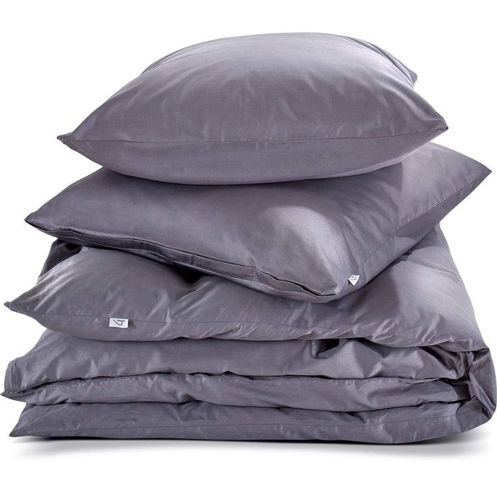 herzbach home Premium Mako-Satin Bettwäsche Set aus 100% Baumwolle (135 x 200 cm + 80 x 80 cm, Anthr