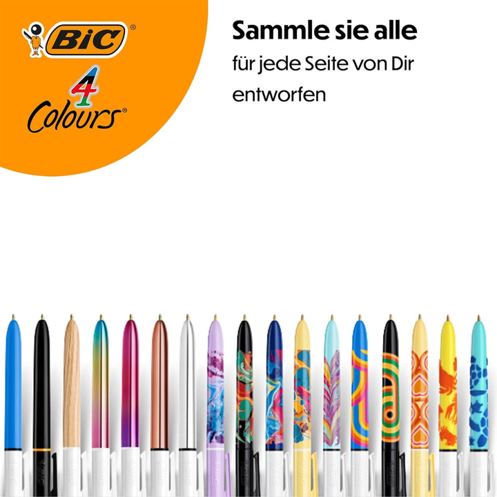 BIC 4 Farben Kugelschreiber Set 4 Colours Shine, in verschiedenen Farben, 5er Pack, Ideal für das Bü