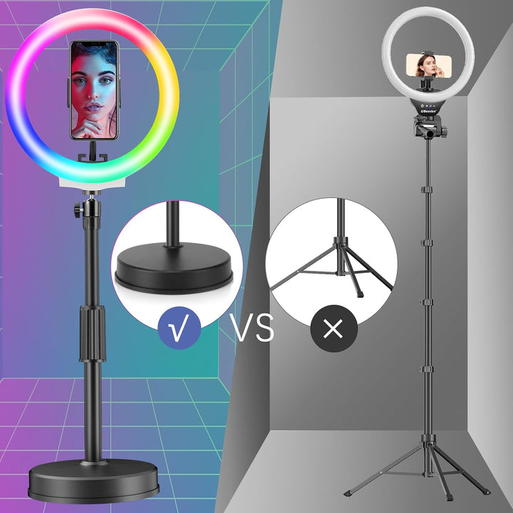 PEYOU Handy Ringlicht mit Stativ,[2025 Upgrade] 42 RGB-Modi Tisch LED Ring Light Kamera Handystativh