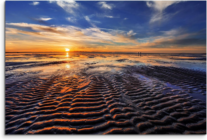 Paul Sinus Art Kunstfoto auf Leinwand 60x40cm Landschaftsfotografie – Ebbe bei Sonnenuntergang auf L