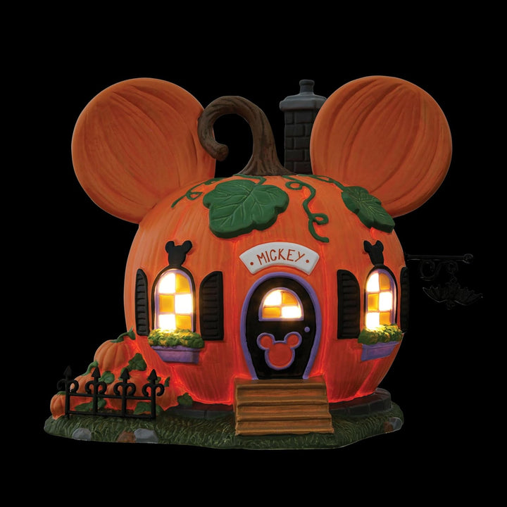 Department 56 Disney Village Halloween Mickey Mouse Pumpkintown House Lit Building, 14 cm, mehrfarbi