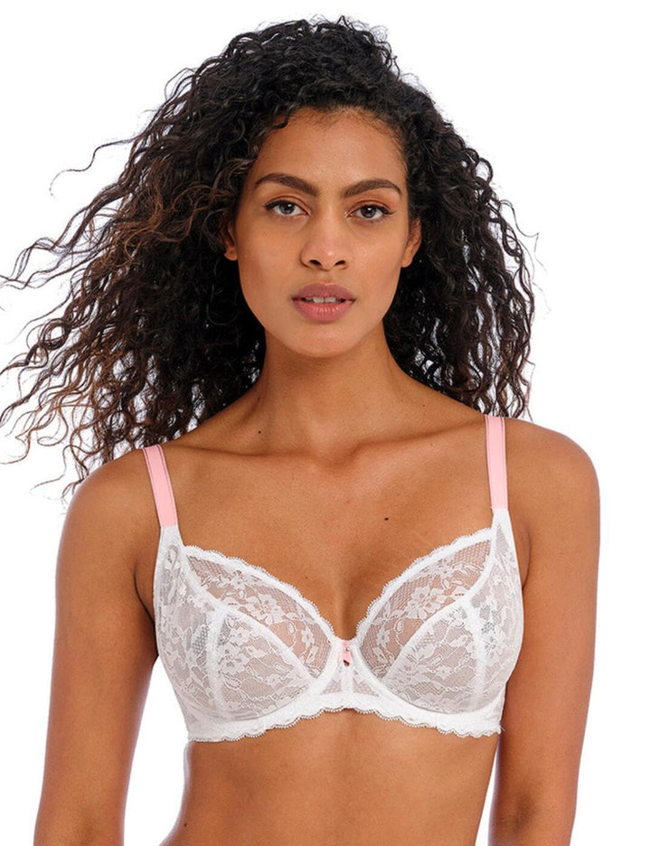 Freya Damen Offbeat Bügel Plunge-BH, Durchsichtig 80D Weiss, 80D Weiss/Opulenter Garten