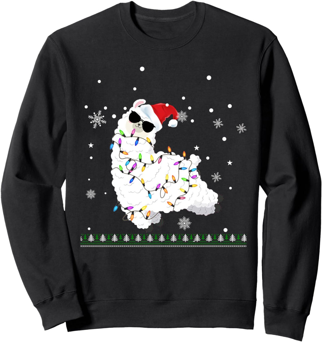 Lustig Santa Alpaka Lama Weihnachten Xmas Deko Geschenk Lama Sweatshirt