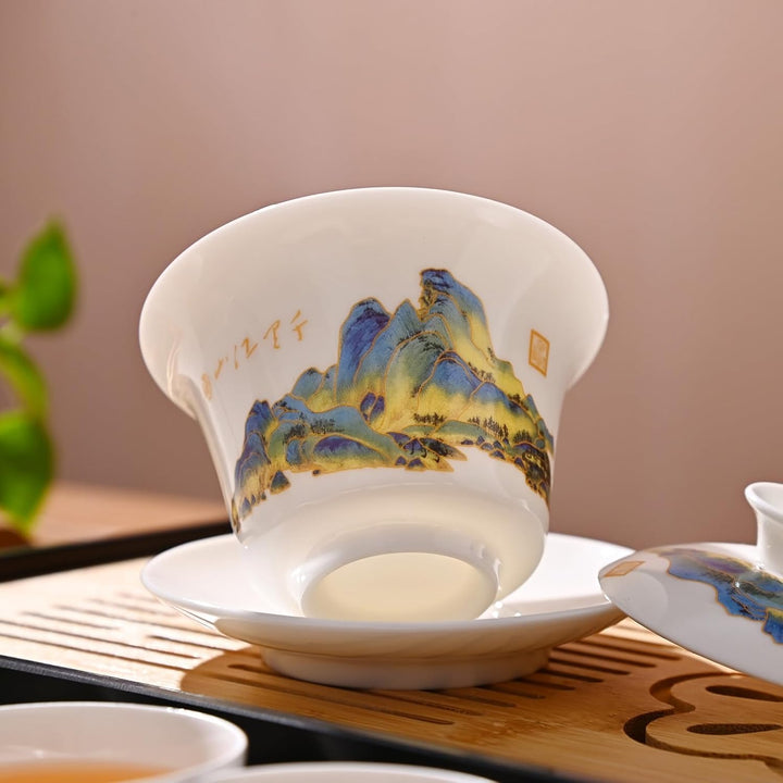 Chinesisches Teeset Traditionelles Chinesisches Kung-Fu-Teeset für Erwachsene, Gaiwan Teeset mit 6 T