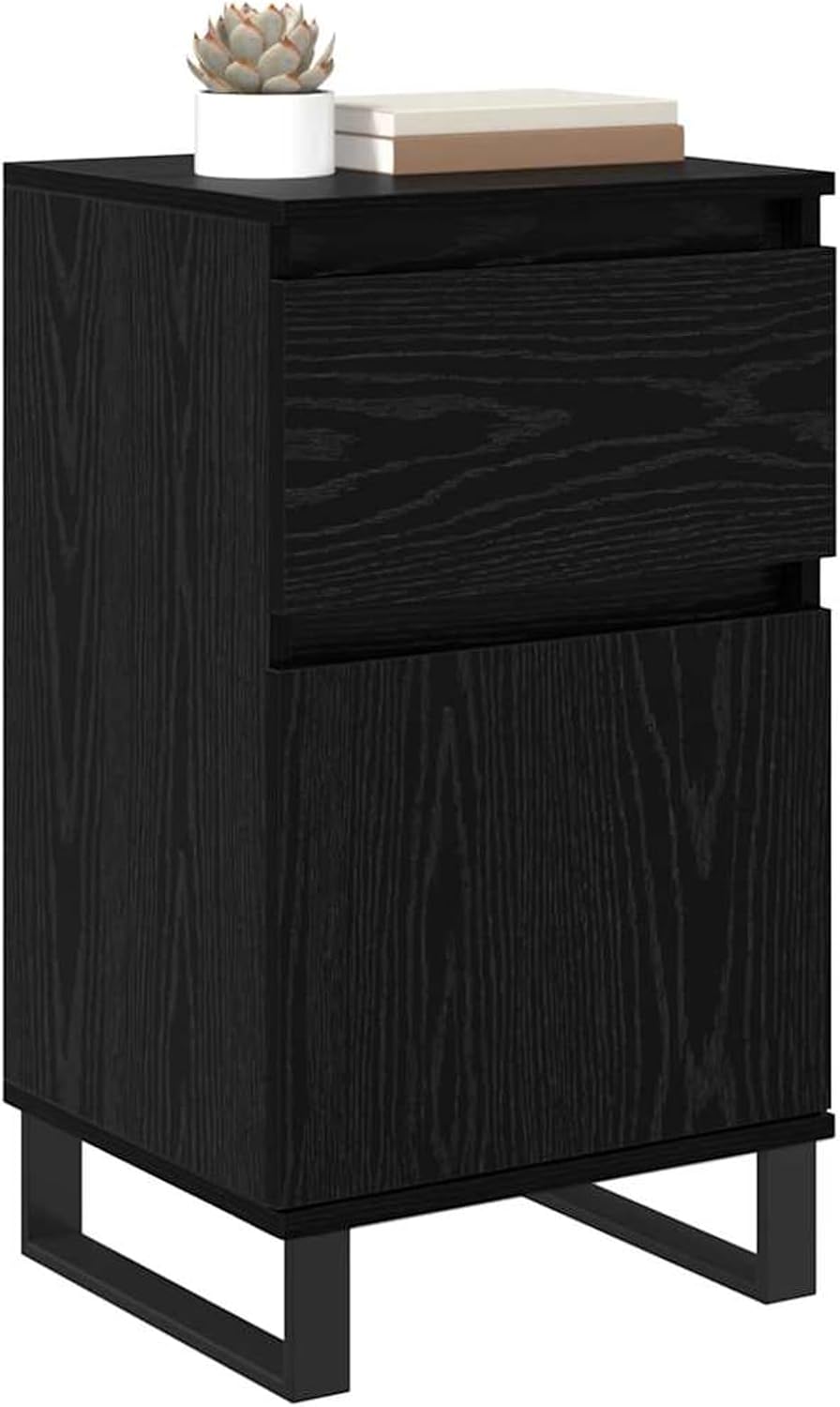 Homgoday Sideboard Schwarze Eiche 35 x 40 x 70 cm Holzwerkstoff Anrichte Model881770