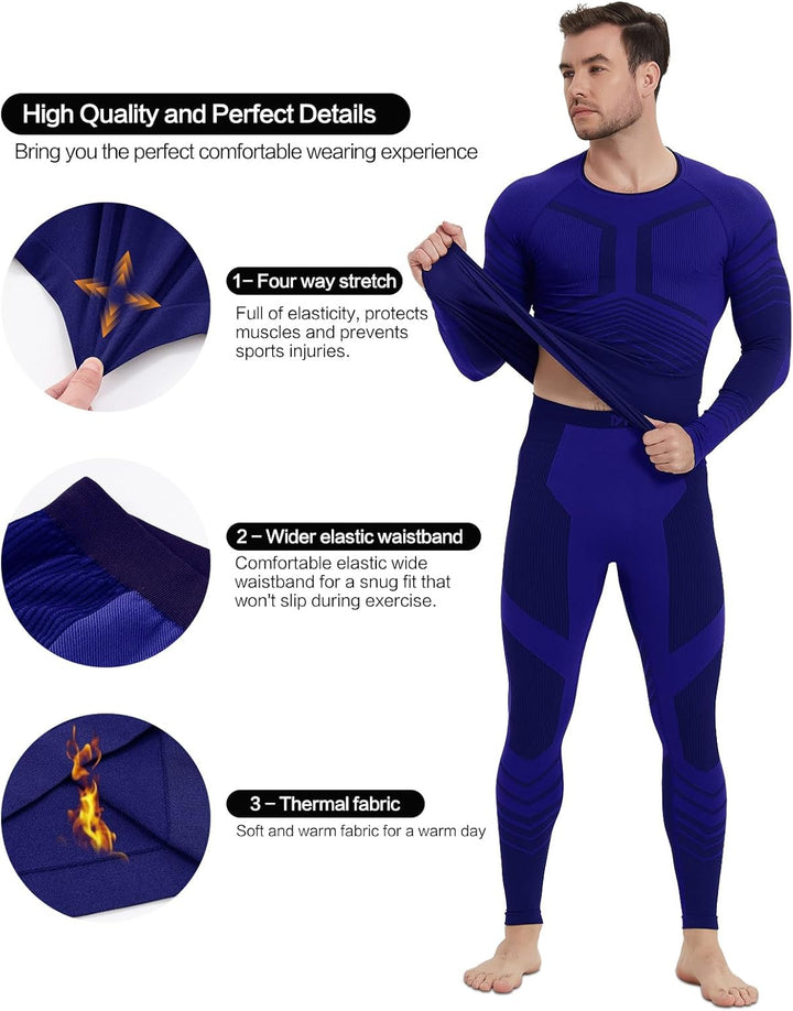 MEETWEE Thermounterwäsche Herren Atmungsaktiv Männer Thermo Funktionswäsche Winter Skiunterwäsche Un