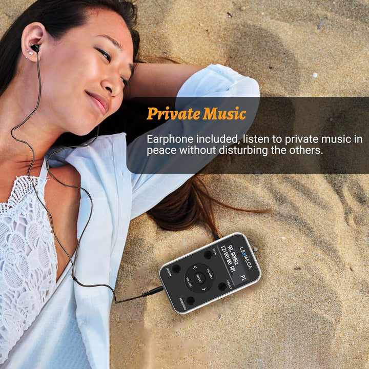 LEMEGA PR1L Taschen-DAB-Radio, FM-Radio, tragbares DAB+-Radio, inkl. Kopfhörer, wiederaufladbare Bat