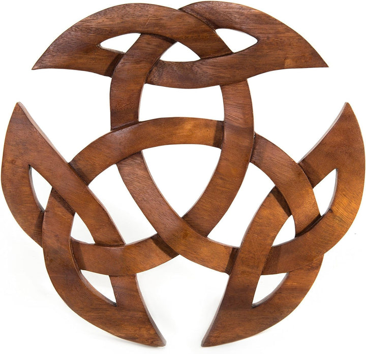Windalf Grosses Celtic Holz Wandbild ARWAIN Ø 30 cm Wandornament Offene Dreifalt Wandfigur Handarbei