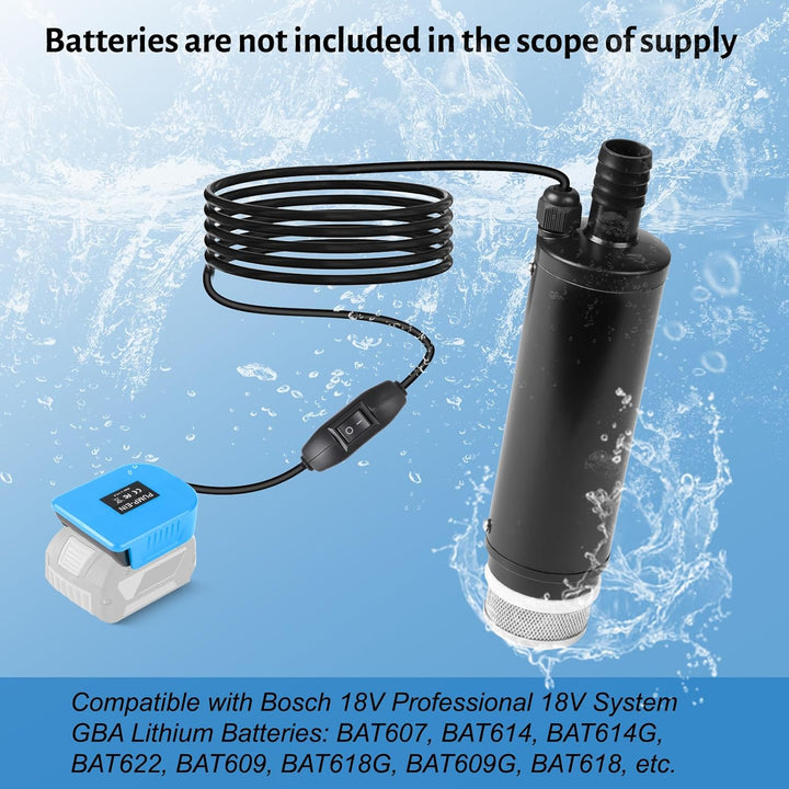 CPROSP Sumpfpumpe Kompatibel mit Bosch GBA 18V Batterie (Keine Batterie), Wasserpumpe 30L/min, Trans