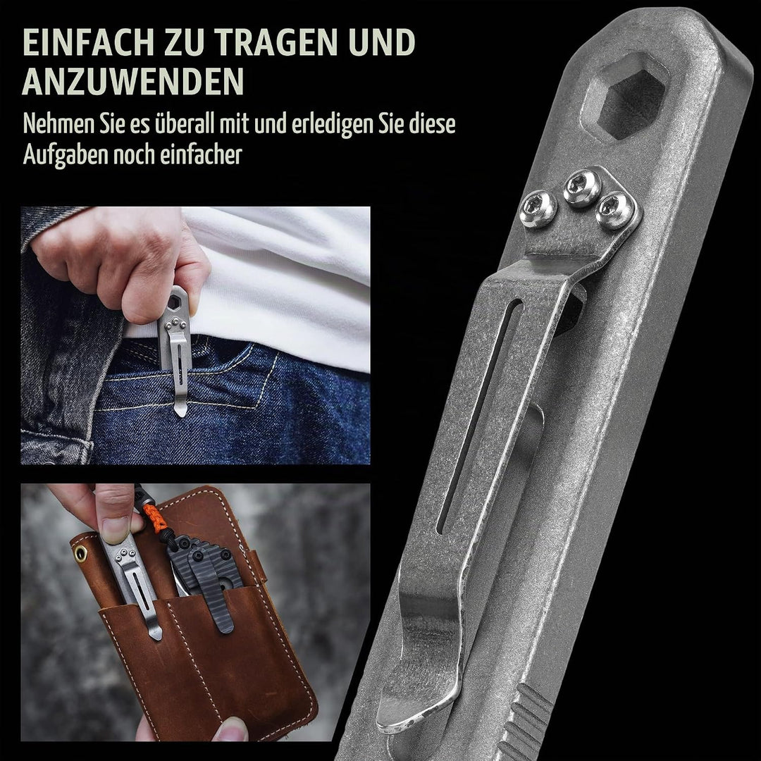 KeyUnity KR00 Titanium EDC Brecheisen-Multiwerkzeug mit Schraubendreher und Taschenclip