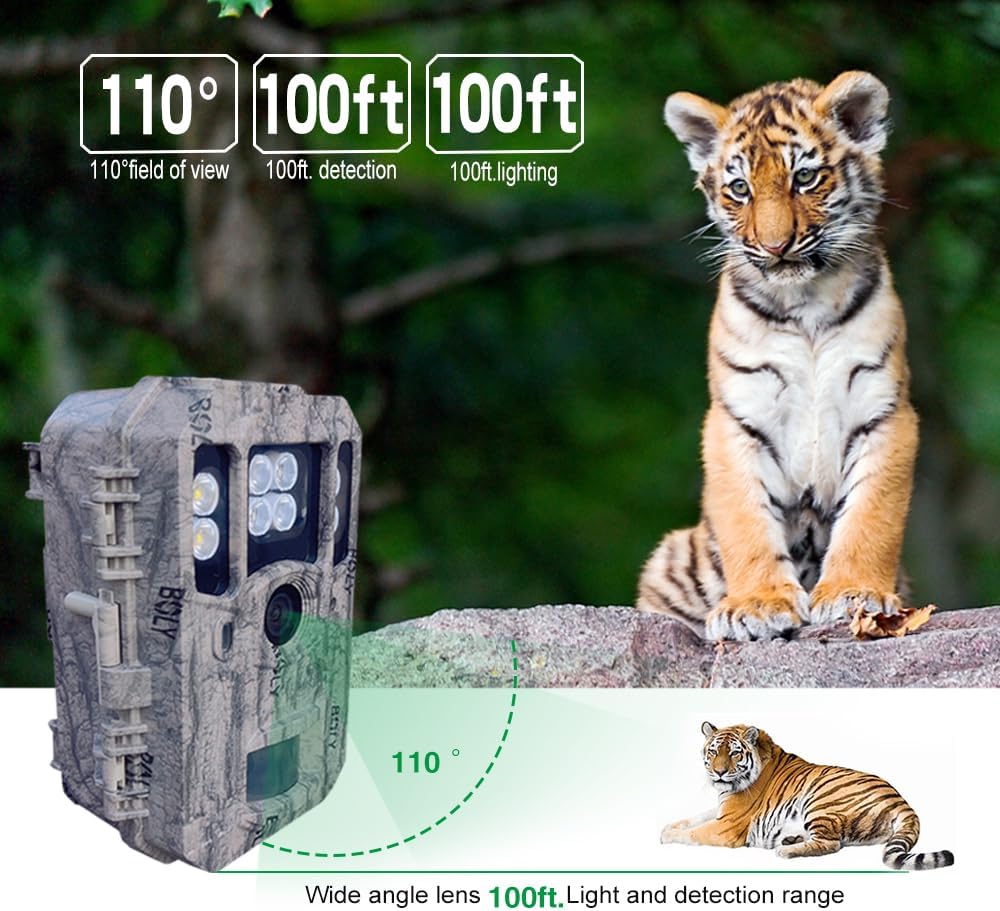 Trailkamera,Wildkamera 56MP Jagdkamera 4K Dual Objektiv Weiss LED mit 940nm unsichtbarem Blitz 100 -