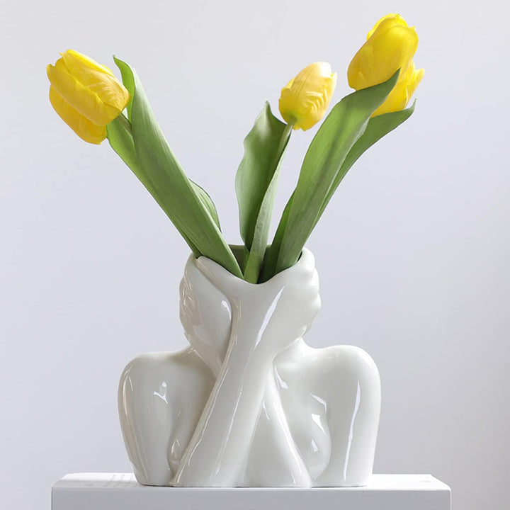 Yundxi Keramik Gesicht Vase Blumenvase Minimalistischen Stil Keramikvasen für Home Office Dekor Hand