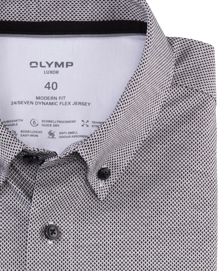 OLYMP Herren Businesshemd Langarm Luxor 24/Seven,modern fit,Button-Down-Kragen 37 Schwarz 68, 37 Sch